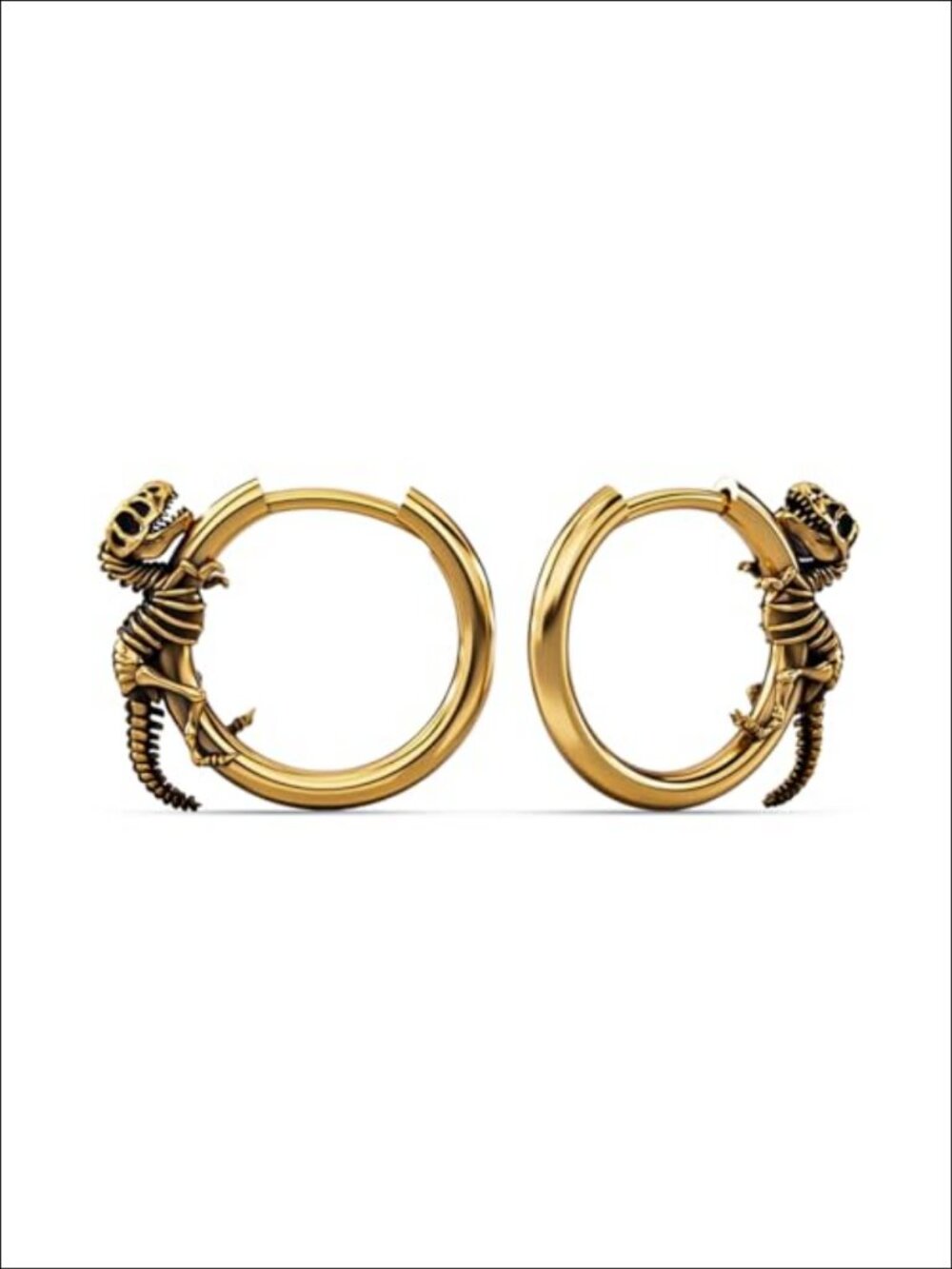 925 Silver Post Dinosaur Hoop Earrings 18G Gothic Punk Huggie